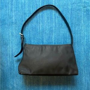 VTG Coach Shoulder Baguette Bag - Black Nylon and Leather